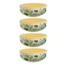 Jogo de Bowls Kit 4 Peças Tigela 620ml 15cm Siena Eucalipto Cerâmica Florarte