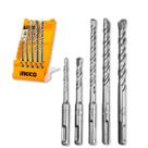 Jogo De Brocas SDS Plus Ingco 5 Peças Para Concreto 6, 8, 10 e 12MM AKD2052