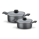 Jogo De Caçarolas Turim 2 Peças Alumínio Antiaderente 18cm E 20cm Chumbo Ptc - Tramontina