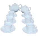 Jogo de Café e Chá Mesa Posta - Bule Chaleira 400ML, Açucareiro 250ML e 6 Xícaras 80ML com Pires
