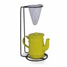 Jogo De Café Mini Bule 400ml Alumínio + Suporte Com Coador - Amarelo