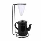 Jogo De Café Mini Bule 400ml Alumínio + Suporte Com Coador - Preto