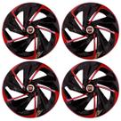 Jogo de calota esportiva aro 13 nitro black red + emblema resinado fiat vermelho