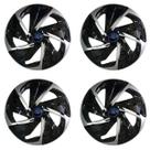 Jogo de calota esportiva aro 14 nitro black silver + emblema de alumínio ford azul
