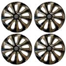 Jogo de calota esportiva aro 15 velox black gold + emblema resinado vw