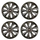 Jogo de calota esportiva aro 15 velox graphite + emblema resinado fiat vermelho