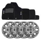 Jogo de calotas aro 13 prata 047ca cubo alto + tapetes para volkswagen gol g5