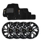 Jogo de calotas esportivas ds4 14 black chrome + tapete bordado astra