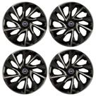 Jogo de calotas esportivas ds4 14 black silver + emblema fiat azul