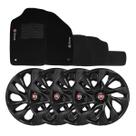 Jogo de calotas esportivas ds4 14 black + tapete bordado fiat siena 2008-2011
