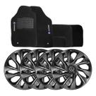 Jogo de calotas esportivas ds4 14 graphite + tapete bordado vw voyage g5 g6