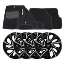 Jogo de calotas esportivas ds4 15 black silver + tapete bordado gm spin Jogo de calotas esportivas ds4 15 black silver + tapete bordado gm spin
