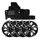 Jogo de calotas esportivas ds4 15 black silver + tapete bordado renault novo logan Jogo de calotas esportivas ds4 15 black silver + tapete bordado renault novo logan