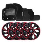 Jogo de calotas esportivas ds4 15 red cup + tapete bordado ford focus 13/14