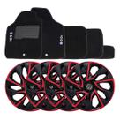 Jogo de calotas esportivas ds4 15 red cup + tapete bordado vw gol g5 g6