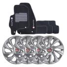 Jogo de calotas esportivas ds4 15 silver + tapete bordado novo punto