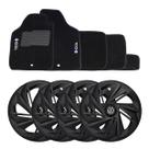 Jogo de calotas esportivas nitro 13 fosc black + tapetes bordados gol g5 g6