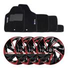 Jogo de calotas esportivas nitro 14 black red + tapetes bordados gol g5 g6