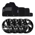 Jogo de calotas esportivas nitro 14 black + tapetes bordados gol g5 g6