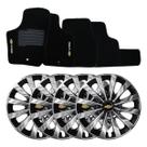 Jogo de calotas esportivas passat 13 chrome black + tapete bordado gm classic