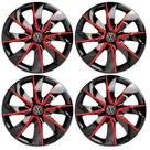 Jogo de calotas esportivas prime 13 black red + emblema vw/volkswagen