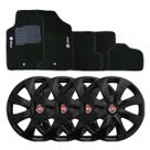 Jogo de calotas esportivas prime 13 black + tapete bordado fiat uno