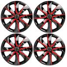 Jogo de calotas esportivas prime 14 black red + emblema alumínio volks 3d