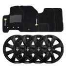 Jogo de calotas esportivas prime 14 black + tapete bordado sandero