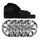 Jogo de calotas esportivas prime 14 chrome + tapete bordado fiat siena 2008-2011