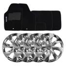 Jogo de calotas esportivas prime 14 chrome + tapete bordado vw gol g3 g4