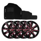 Jogo de calotas esportivas prime 14 pink + tapete bordado fiat siena 2008-2011