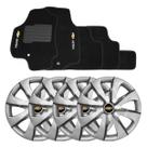 Jogo de calotas esportivas prime 14 silver graphite + tapete bordado astra
