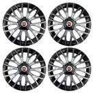 Jogo de calotas esportivas triton 14 black graphite + emblema resinado fiat vermelho