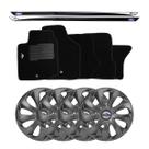 Jogo de calotas esportivas velox 13 graphite + soleiras resinadas + tapetes ford ka