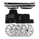 Jogo de calotas esportivas velox 13 silver + soleiras resinadas + tapetes corsa
