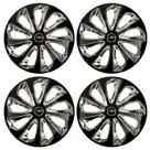 Jogo de calotas esportivas velox 14 black chrome + emblema alumínio gm preto