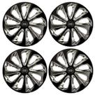 Jogo de calotas esportivas velox 15 black chrome + emblema resinado nissan