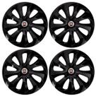 Jogo de calotas esportivas velox 15 black + emblema resinado fiat vermelho