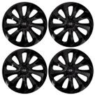 Jogo de calotas esportivas velox 15 black + emblema resinado nissan