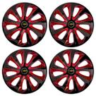 Jogo de calotas esportivas velox 15 black red + emblema alumínio gm preto