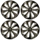Jogo de calotas esportivas velox 15 black silver + emblema alumínio volks 3d