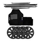 Jogo de calotas esportivas velox 15 fosc black + soleiras resinadas + tapetes fox