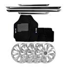 Jogo de calotas esportivas velox 15 silver + soleiras resinadas + tapetes fox