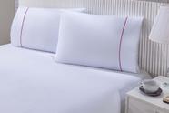 Jogo De Cama 100% Algodão Percal 150 Fios Solteiro Gran Moratta 2 Peças - Branco E Detalhe Rosa