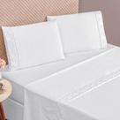 Jogo De Cama 300 Fios Bordado Queen Infinity 04 Peças - Personalizado na cor Branco