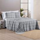Jogo De Cama Austin Queen 04 Peças Micropercal 200 Fios Estampa Grid.