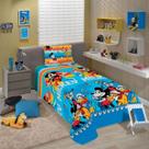 Jogo De Cama Azul Mickey Solteiro 2Peças 100% Microfibra Macio