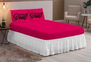 Jogo de Cama Box Casal Queen Deus 3 Peças microfibra Todo Pink