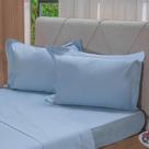 Jogo de Cama Casal 200 Fios Liso 4 Pçs 100% Algodão 140x190x35cm Bruma Azul