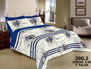 Jogo De Cama Casal Box Premium 3pçs Floral Azul 390.2
